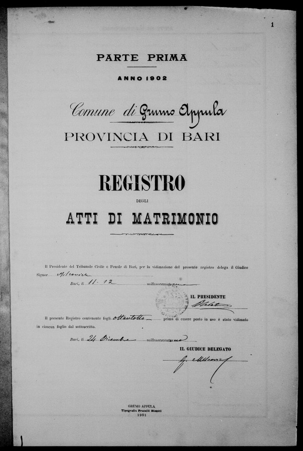 Marriage Certificate - Giuseppe